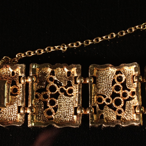 1960s modernist gold tone panels link bracelet abstract modern  Size M - Picture 4 of 10